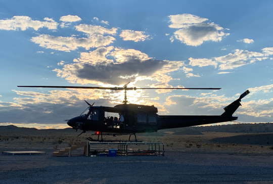Studio Wing\'s Bell 212 Super Eagle standing by at our Heli-Base on the Zia Indian Land Reservation, New Mexico