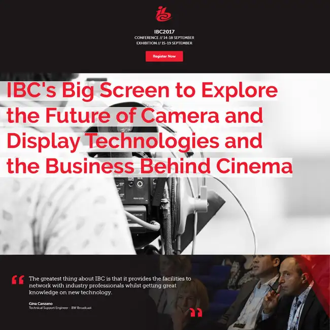 IBC\'s Big Screen to Explore the Future of Camera and Display Technologies and the Business Behind Cinema