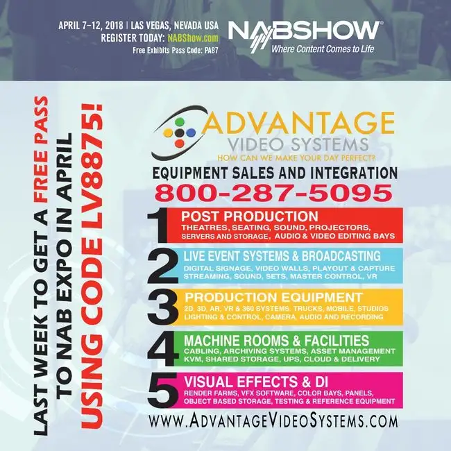 GET A FREE PASS TO NAB EXPO IN APRIL USING CODE LV8875!