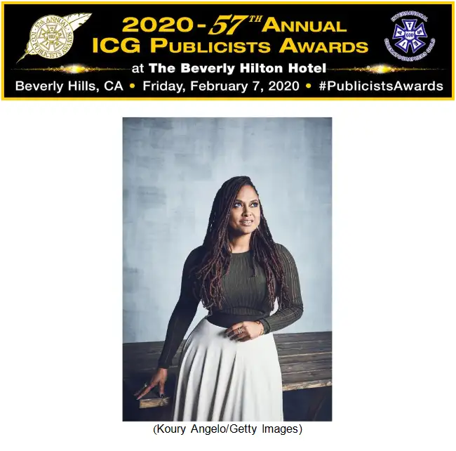 ICG PUBLICISTS NAME AVA DuVERNAY TELEVISION SHOWMAN OF THE YEAR