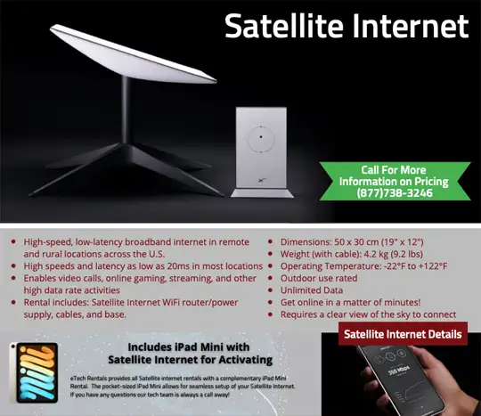 eTech Rentals Now Offers Satellite Internet