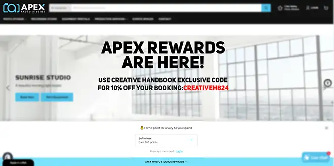 New Apex Photo Studios<br />Website: Rent Smarter, Create More & earn rewards!