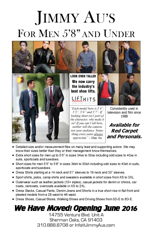 JIMMY AU'S FOR MEN<br />5'8" AND UNDER